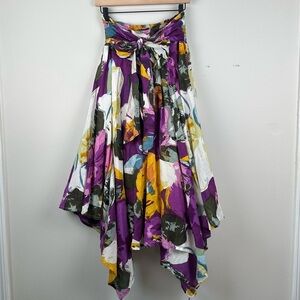 Chelsea & Theodore 70s Floral Hanky Hem Skirt Tie Waist Boho Flowy Cottago core‎